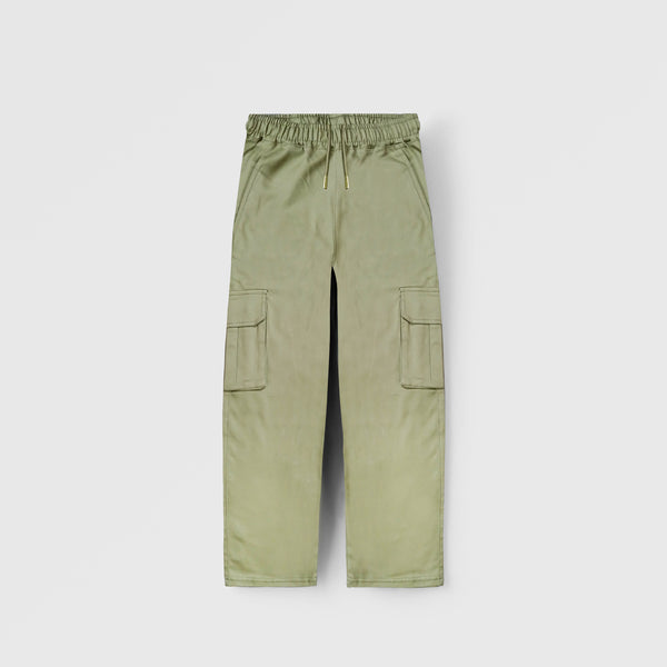 GIRLS TWILL CARGO TROUSER WITH SIDE POCKETS LIGHT GREEN